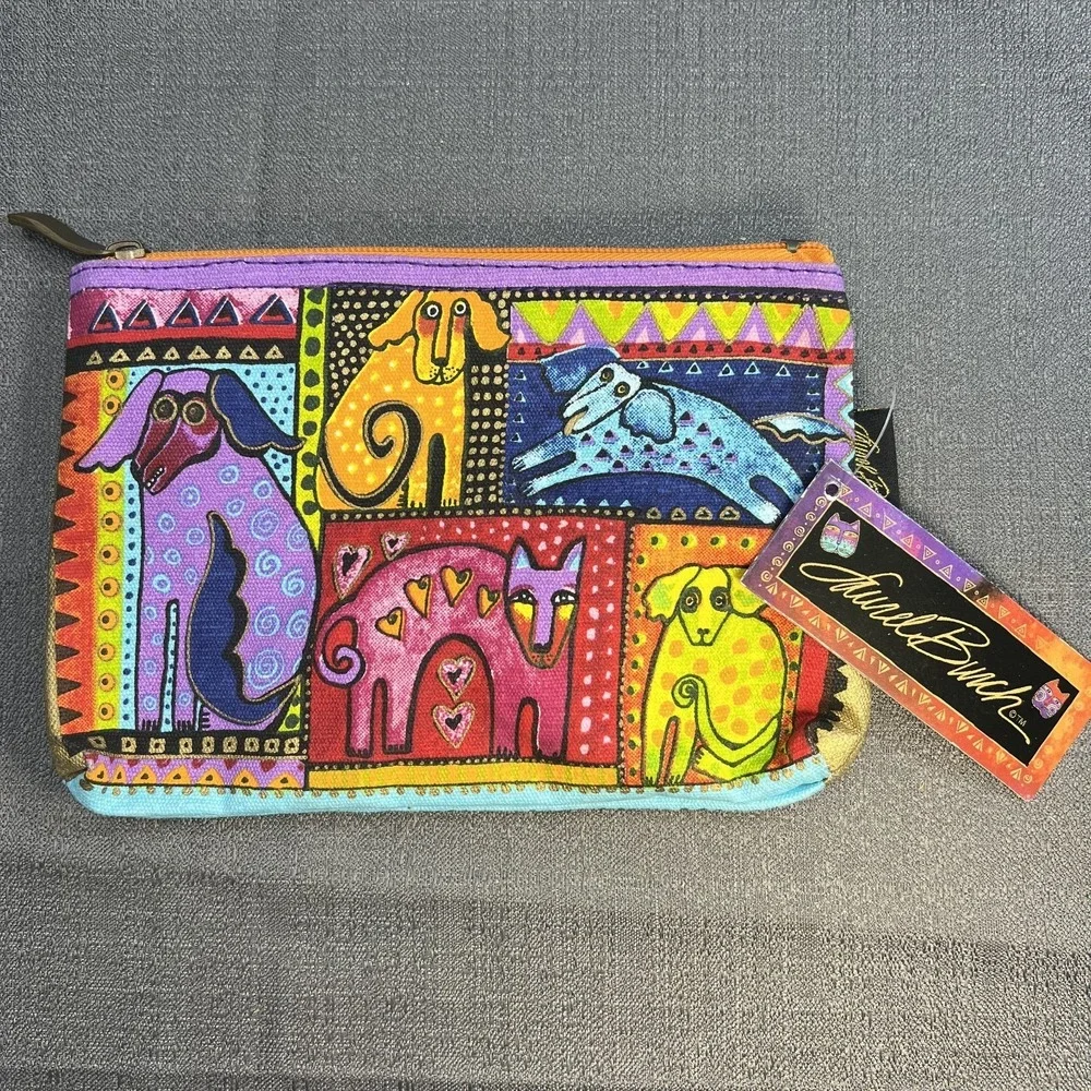 Laurel Burch Colorful Dog Tales Canine‎ Family Cosmetic Pencil Bag NWT